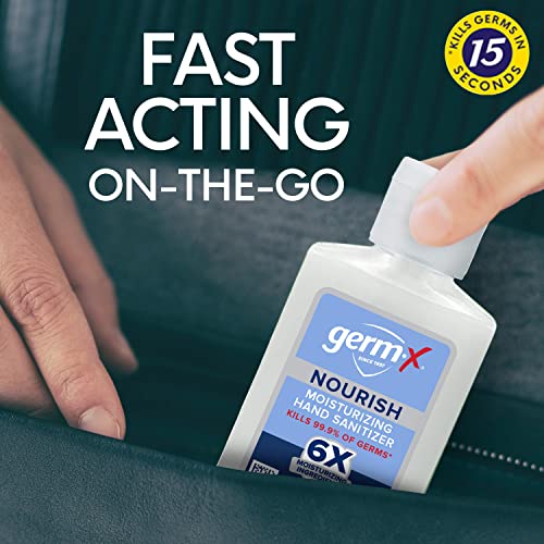 Germ-X Nourish Hand Sanitizer, Kids Hand Sanitizer, 2-In-1 Moisturizing And Sanitizing Formula With Shea Butter, Vitamin E & Aloe, Non-Greasy, Mini Travel Size For On-The-Got, 2 Fl Oz (Pack Of 6) #TOP2