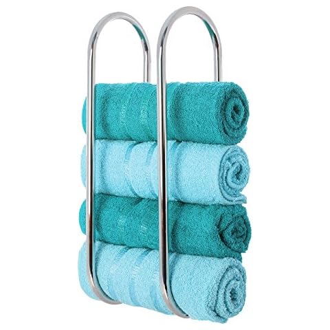 LIVIVO Chrome Plated Wall Mounted Oceana Bathroom Towel Rail Holder Storage Rack Cover
