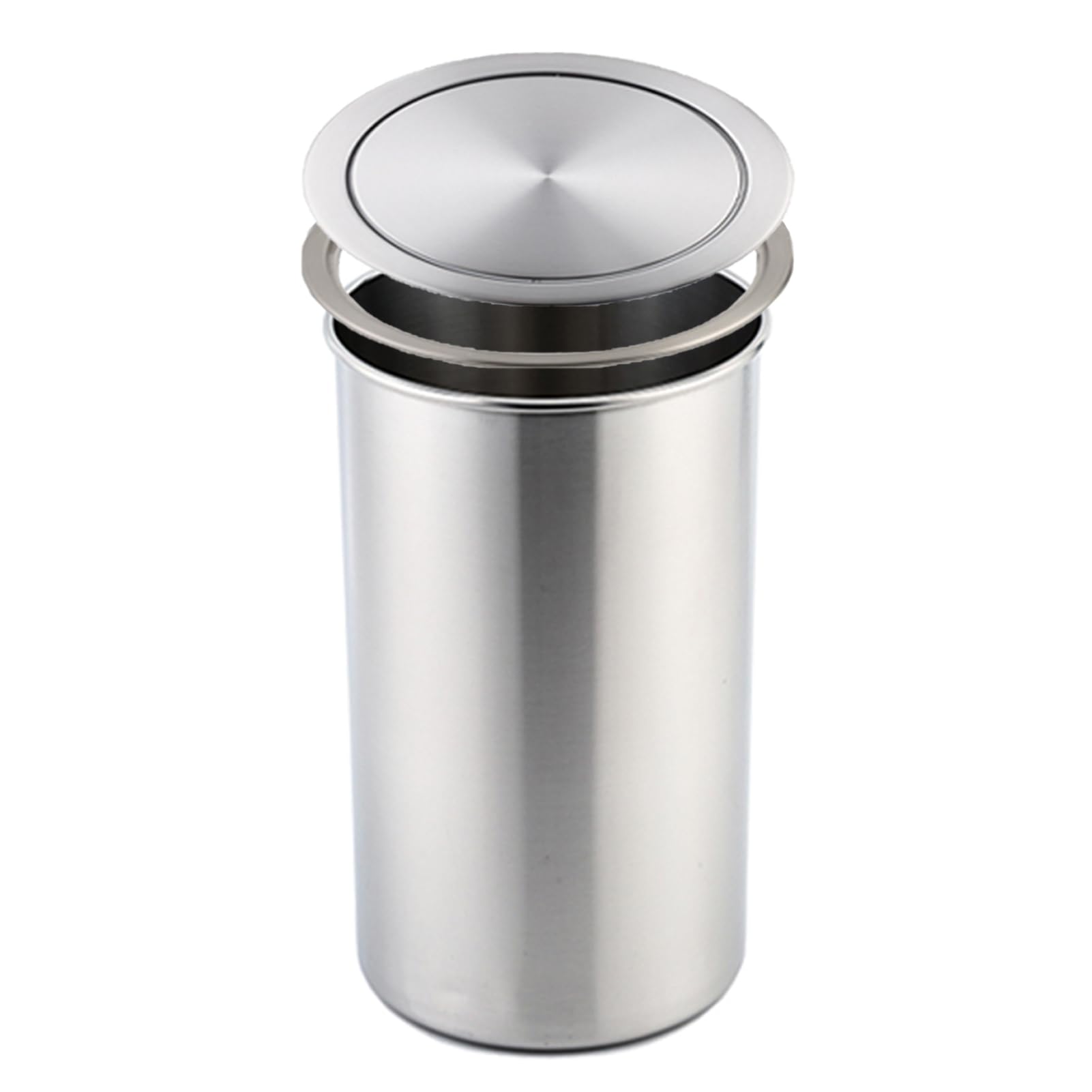 DFGHNBVC Countertop Recessed Flap Lid, Built-In Stainless Steel Trash Bin Balance Cover, Round Brushed Surface Waste Chute Cover, Center Swing Flush Trash Can Lid,Yxg98T2116-238Mm 304,205Mm 430