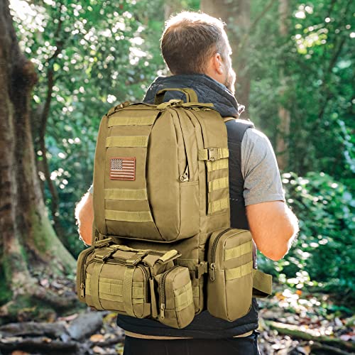 Cvlife Tactical Backpack Military Army Rucksack 60L Large Assault Pack Detachable Molle Bag #TOP5