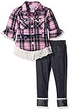 Little Lass Baby Girls' 2 Pc Legging Set Plaid Crochet Lace