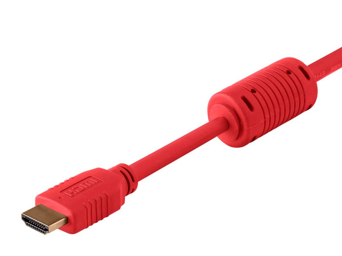 Monoprice HDMI High Speed Cable - 1.5 Feet - Red, 4K@60Hz, HDR, 18Gbps, YUV 4:4:4, 28AWG - Select Series