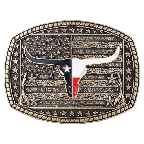 Image of Cowboy Belt Buckle for Men Western Cowgirl Rodeo Longhorn Bull Belt Buckles