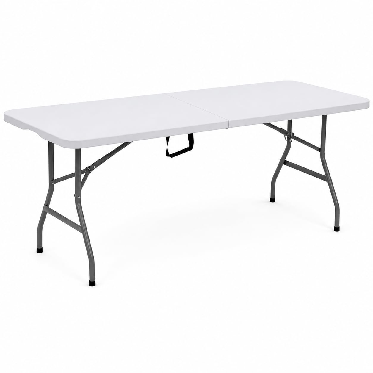 6FT Heavy Duty Folding Table – 180cm Rectangular Trestle Table – Portable Foldable Plastic Table for Outdoor & Indoor Use – Picnic, BBQ, Camping, Garden, Wedding, Catering – White