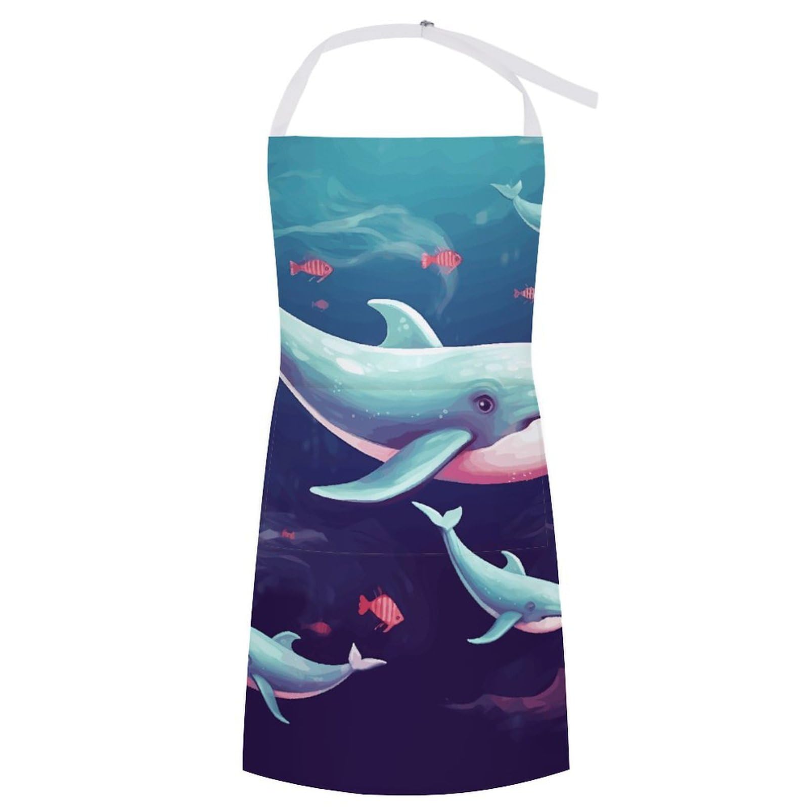 Vtctoasy Unisex Whale Adjustable Apron With 2 Pocket Apron For Women Men Sunflower Black Background Bib Chef Aprons For Cooking, 70X80cm