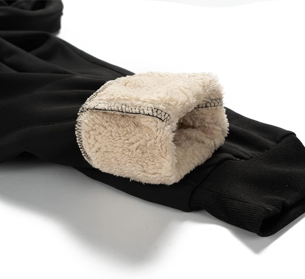 MANLUODANNI Men's Winter Fleece Sweatpants Sherpa Lined Pants Active Drawstring Jogger Trousers - Image 3