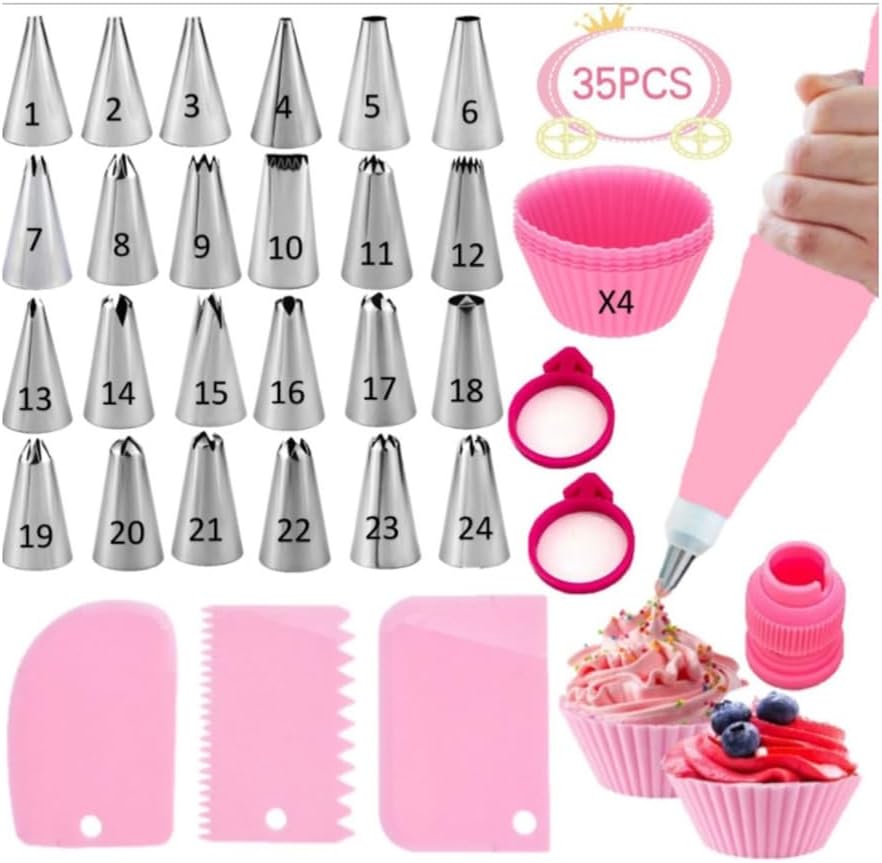 35 Piece Set of Flower Mouth Stainless Steel Oro Cake Baking