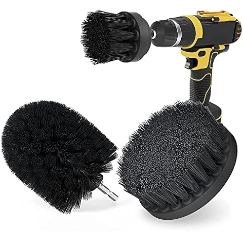 LgowithU 3 Pack Drill Brush Attachment Set, Power Scrubber Tool All Purpose Household Cleaning Brush Kit for Grout, Scrub, Car, Tile, Shower, Pads, Tub, Floor, Bathroom and Kitchen Surfaces (Black) Cover
