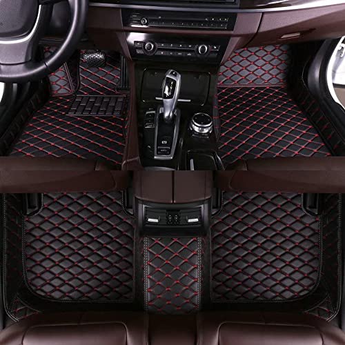 enheng Custom Car Floor Mats Fit for Sedan SUV Coupe 3D Faux Leather Full Coverage Waterproof Men Women Car Mat Carpets (Black Red)