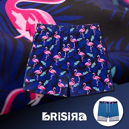 BRISIRA Big and Tall Mens Swim Trunks with Compression Liner Swimsuit Bathing Suit Swim Shorts Board Shorts Quick Dry 1X-6X3
