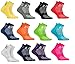 Rainbow Socks - Jungen Mädchen Sneaker Baumwolle Antirutsch Sport Stoppersocken - 12 Paar - Rot Grün Gelb Blau de Mar Blau Blau Marino Rosa Weiß Schwarz Grau Orange Violet - Größen 30-35
