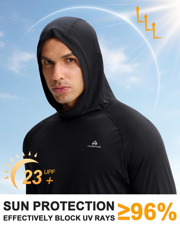 Pioneer Camp UPF23+ Sweat à capuche léger à séchage rapide respirant à manches longues avec trou pour le pouce