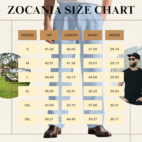 ZOCANIA Linen Pants Men Lightweight Casual Trousers Straight Leg Yoga Slacks Summer Beach Lounge Baggy Pants2