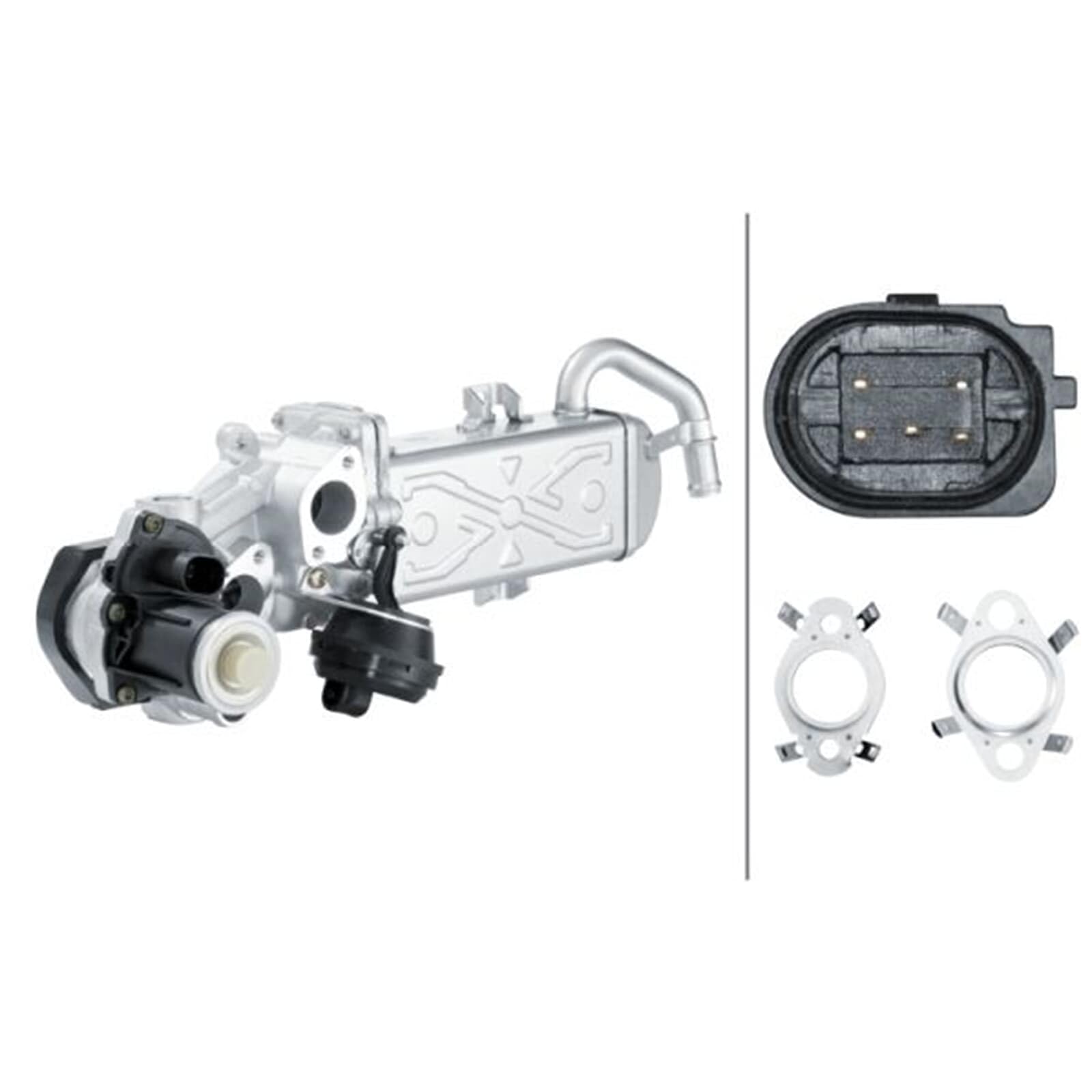 HELLA 6NU 358 167-001 AGR-Modul - elektrisch - 5-polig - mit Dichtungen/mit AGR-Kühler - mit AGR-Ventil