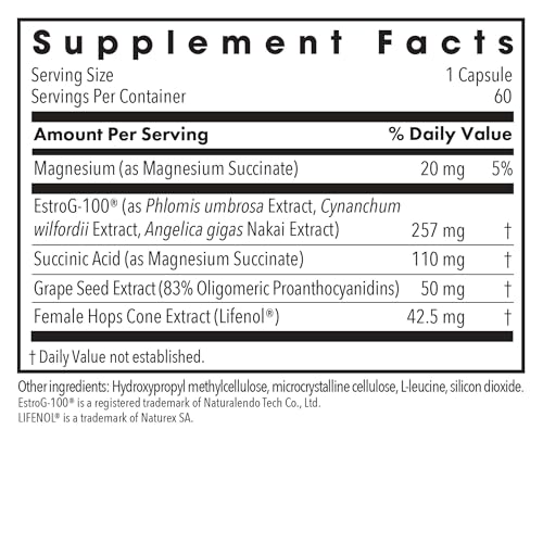 Image of ARG Flashes No More - Delivers 257 mg EstroG-100 - Menopause Support for Hot Flashes, Night Sweats & Positive Outlook - Dietary Supplement for Women - 60 Servings - 60 Vegetarian Capsules