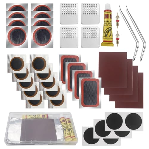 Sudnsadaks 56 Pcs Parches Bicicleta, Kit Repara Pinchazos Bicicleta, Kit de Reparación de Neumáticos de Bicicleta para Todo Tipo de Bicis Bicicletas de Carretera, Montaña, Cercanías