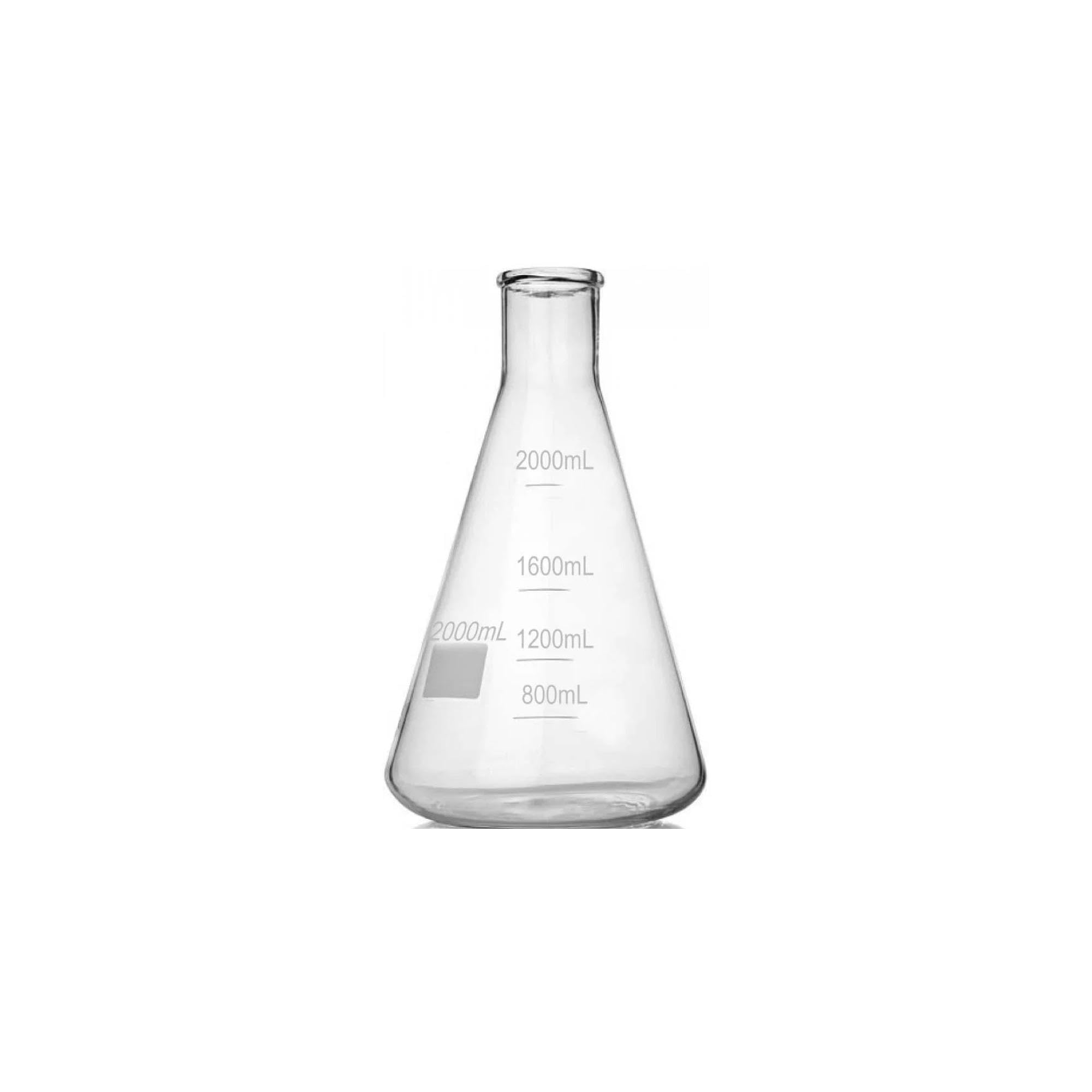 Conical Flask, Graduated Erlenmeyer, Narrow Mouth Glass Flask, Borosilicate, Ideal for Chemistry lab Experiments, Home and School Science Experiments Glassware AV MED (1, 2000ml) 1 2000ml