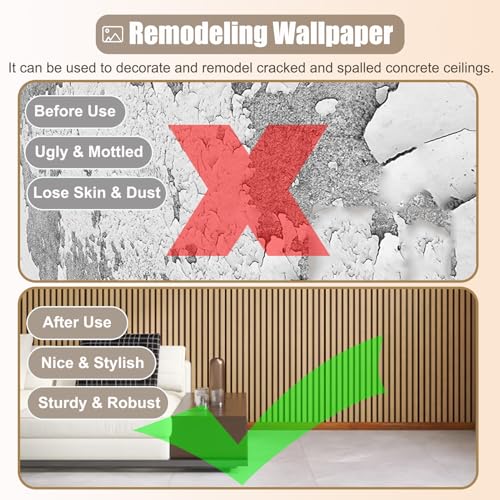 Azulejos de techo paneles de pared 3D autoadhesivos imitación madera 0.6x12m 5
