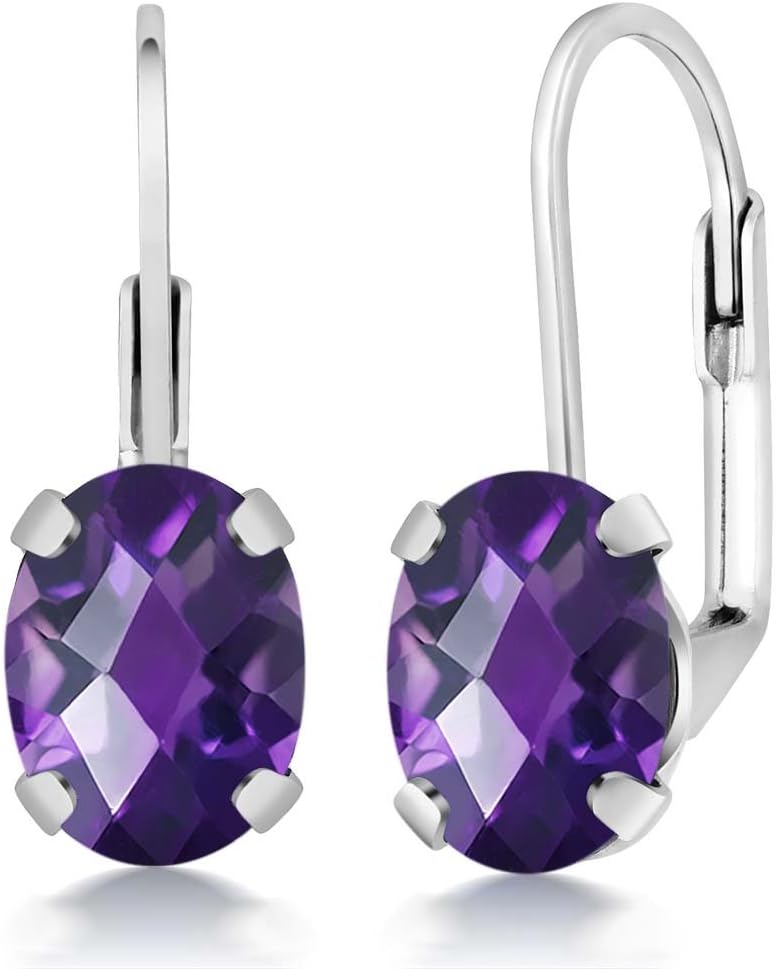 Gem Stone King 8X6MM Oval Drop Dangle Earrings for Women | 925 Sterling Silver | Genuine Gemstone Birthstone Leverback Earrings | Fine Jewelry Gifts for Her Mom Women Wife - Image 7