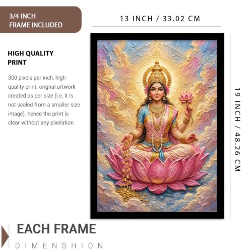 Image of CRAFTLYN Hindu God Wall Art WALL ART Prints Framed Spiritual Religious Paintings for Living Room, Pooja Room, Bedroom, Office, Meditation Room, Home Decor (Saraswati ma, 13X19, Black)