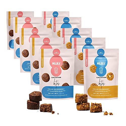 Image of Majka Organic Lactation Cookie Bites for Nursing Moms, Healthy Breastfeeding Snack to Boost Breast Milk Supply and Increase Energy, Clean Ingredients, Vegan, Gluten Free (Variety, 10 Pack)