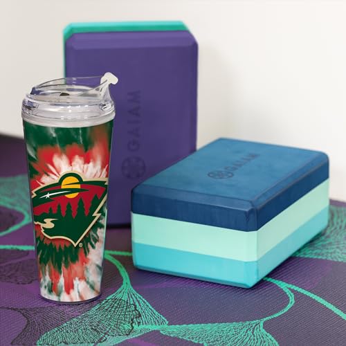 Image of Rico Industries NHL Hockey Team Color Tie Dye 24oz Metallic Acrylic Tumbler with Hinged Lid, Officially Licensed Double Wall Tumbler with Straw