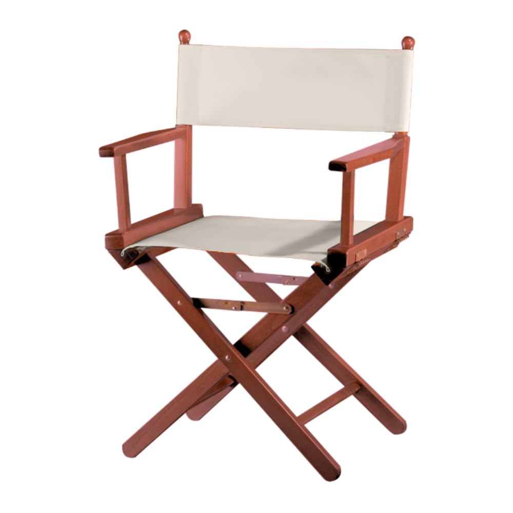 ZStyle Sedia da Regista Pieghevole in Legno, 90 cm di Altezza, 54 cm di Larghezza, 48 cm di Profondità, Nera (Fusto mogano - tela ecrù)