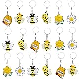 YGCHEN Biene Schlüsselanhänger Hummel Schlüsselring Honig Taschenanhänger Bee Keychain für Kinder Gastgeschenke Schultasche Schlüssel Bleistifttasche (18 Stücke)