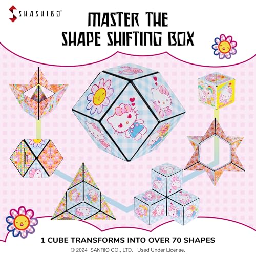 Image of Shashibo Hello Kitty Magnetic Puzzle Cube, Stress Relief Fidget Toy | 100+ Possible Shapes, Sensory Fidget Toy For Adults & Kids, Fun Shape Shifting Puzzle Box For All Ages