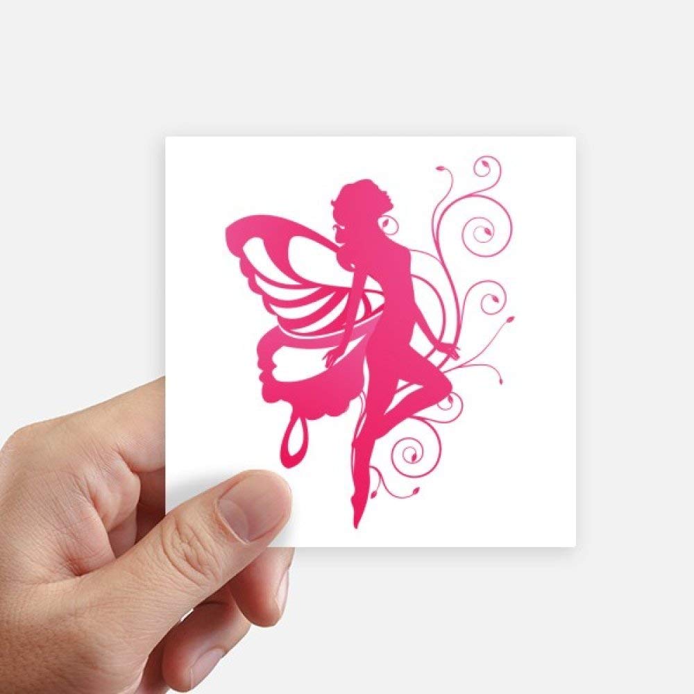 Autocollant carré de 10 cm sticker mural pour ordinateur portable et motobike rose d'ange 8Pcs