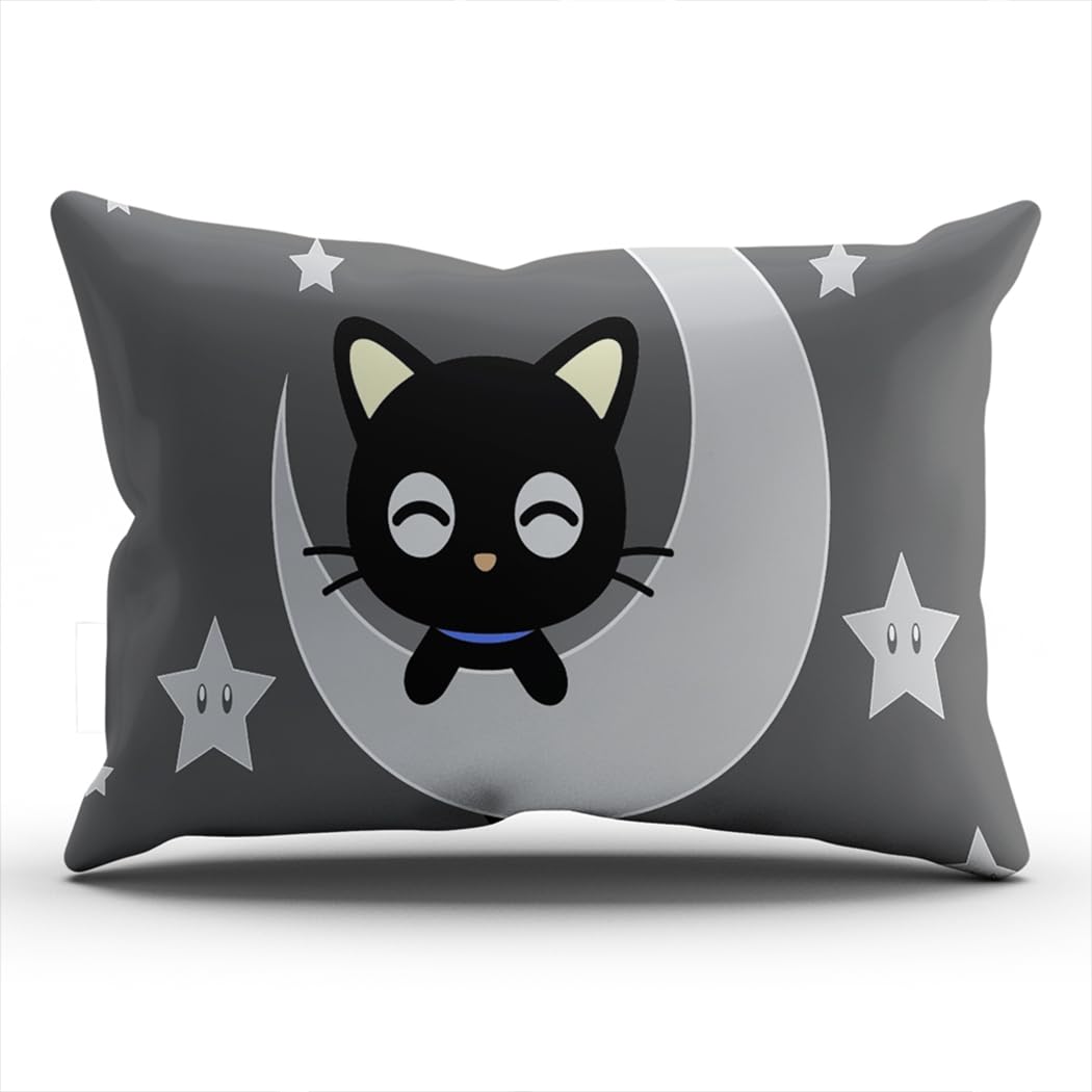 Pillow Case Cute Cartoon Chococat Kawaii Black Cat Baby on the Moon Personalized Rectangle Pillowcases Plush Decorative Grey Throw Pillow Covers Cases King 20x36 Inches