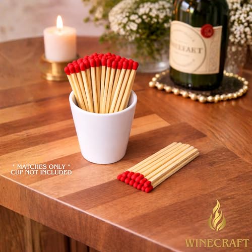 Image of 500 Count | 4 inch RED Matches | Strikers Included | Color Tip Wooden Match | Refill for Matchstick Jars, Cloche Display, Holders & Bottles | 4 in inches Long