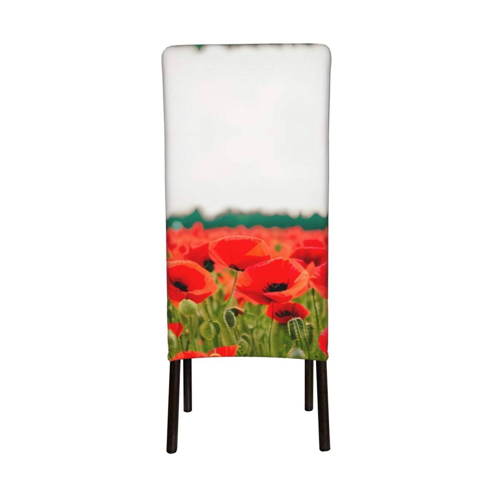 YzgWjBhd Housses De Chaise élastiques Imprimées Coquelicot Rouge, Pour Salle à Manger, Ajustement Universel (h.dossier 45-56cm)