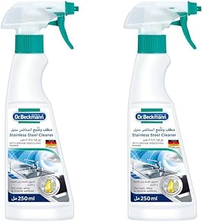 Dr. Beckmann Stainless Steel Cleaner, Removes Tough Grease Deposits Dirts on Steel Aluminium Glass Plastic, Quick Cleaning, Metal Protection, Skin Friendly - 250 ml x 2 Twin Value Pack
