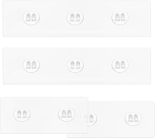 Miniatura 1 de AccEncyc Paquete de 4 ganchos adhesivos de repuesto resistentes para baño, regadera, estante esquinero transparente, paquete de 2 adhesivos de tres