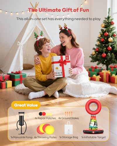 QPAU Inflatable Throwing Game Challenge - Outdside Toss Target Set with 4 Throwing Plates & Pump, Outdoor Toys for Kids 6-15, Ideal Sport Gifts for Teen Boys, Backyard | Camping | Lawn Toss Games - Image 6