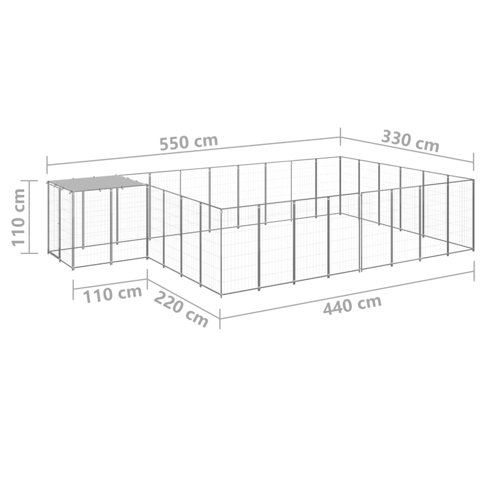 Homgoday Hodowla dla psów, srebrna, 15,73 m², stal, kojec dla psów, kotów, królików, 1707, zwierzęta i artykuły dla zwierząt domowych