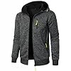 Sprifloral Mens Hoodies Fleece Sweatshirts Zip up Long Sleeve Jacket Zipper Hooded Top Dark Grey M #1