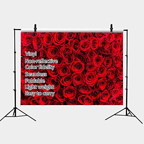 Fanghui Red Rose Floral Wall Photography Backdrops Valentine's Day Weeding Decoration Photo Studio Props Booth Vinyl 7X5Ft #TOP2