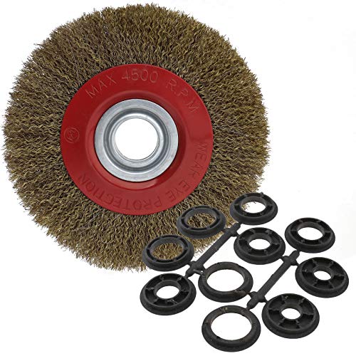 Cepillo limpiador circular metálico Ototec con cerdas de alambre de acero para esmeriladora de banco. 125/150/200 cm, 200 mm