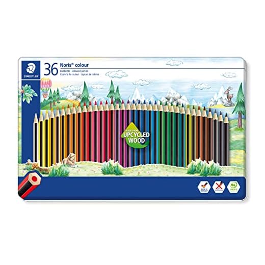 STAEDTLER Noris 185 M36. Lápices de colores ecológicos. Caja de metal con 36 unidades.