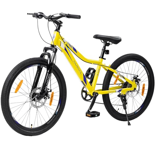 kozamas Bicicleta de montaña de 24 pulgadas para niños a partir de 140 cm | Bicicleta juvenil con 6 velocidades y frenos de disco | MTB con horquilla de suspensión y marco de acero | Bicicleta robusta