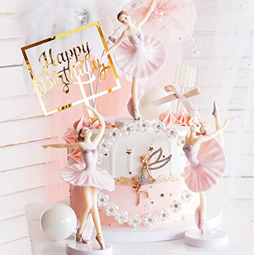 HYSTYLE 3 Pcs Pink Dancing Ballerina Girl Figurine, Miniature Ballerina Girl Figure Collection Playset Doll Toy, Ballerina Girl Cake Topper, Ballerina Girl Plant Pot Craft Dollhouse Decoration, Cake Decoration, Landscape Scenes