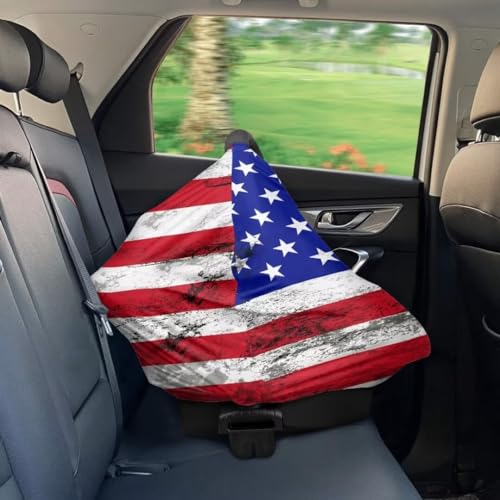 Image of Coldinair Vintage American Flag Baby Car Seat Covers for Boys or Girls,Multi-use Cover,Baby Carseat Canopy,Nursing Cover for Breastfeeding
