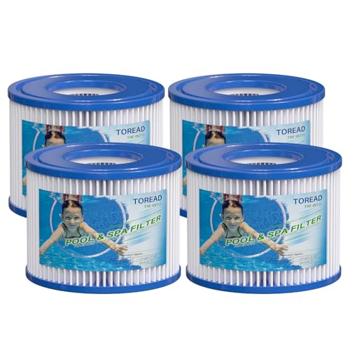 TOREAD Pool Filter VI (4er Pack) Ersatzkartusche für Bestway Lay-Z-Spa Miami Vegas Palm Springs Kompatibel mit 58323 & Coleman SaluSpa 90352E Kristallklares Wasser für Ihren Whirlpool