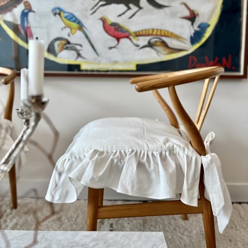 Cozymomdeco Korean Made Chair Pad Slipcover 17.7'X17.7' Chair Cushion Cover Ties With Ruffle Farmhouse Decor No Cushion Insert thumb #8
