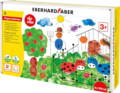 Eberhard Faber 578806 - Fingerfarben EFA Color, 6 Farben mit je 100 ml, Fingerfarben Kinder ungiftig