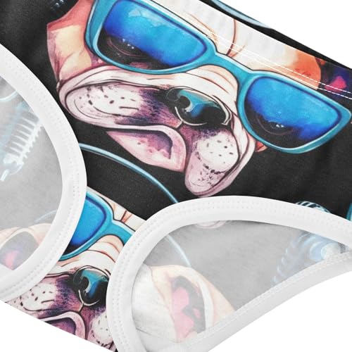 Cotton Girls Underwear Toddlers Bulldog Sunglasses Black Panties Little Girl Cartoon Underpants Briefs 2t4