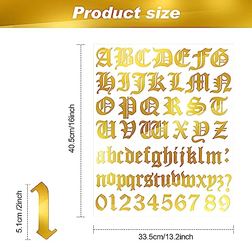 Image of Teling 8 Sheets Letter Stickers Vinyl Old English Alphabet Number Stickers Self Adhesive Stick on Letters for Back to School Scrapbooking DIY Art Business Mailboxes Address Craft(2 Inch,Gold)