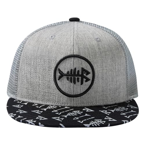 Image of BASSDASH Flat Brim Trucker Cap Adjustable Snapback Hat Mesh Back for Men Women